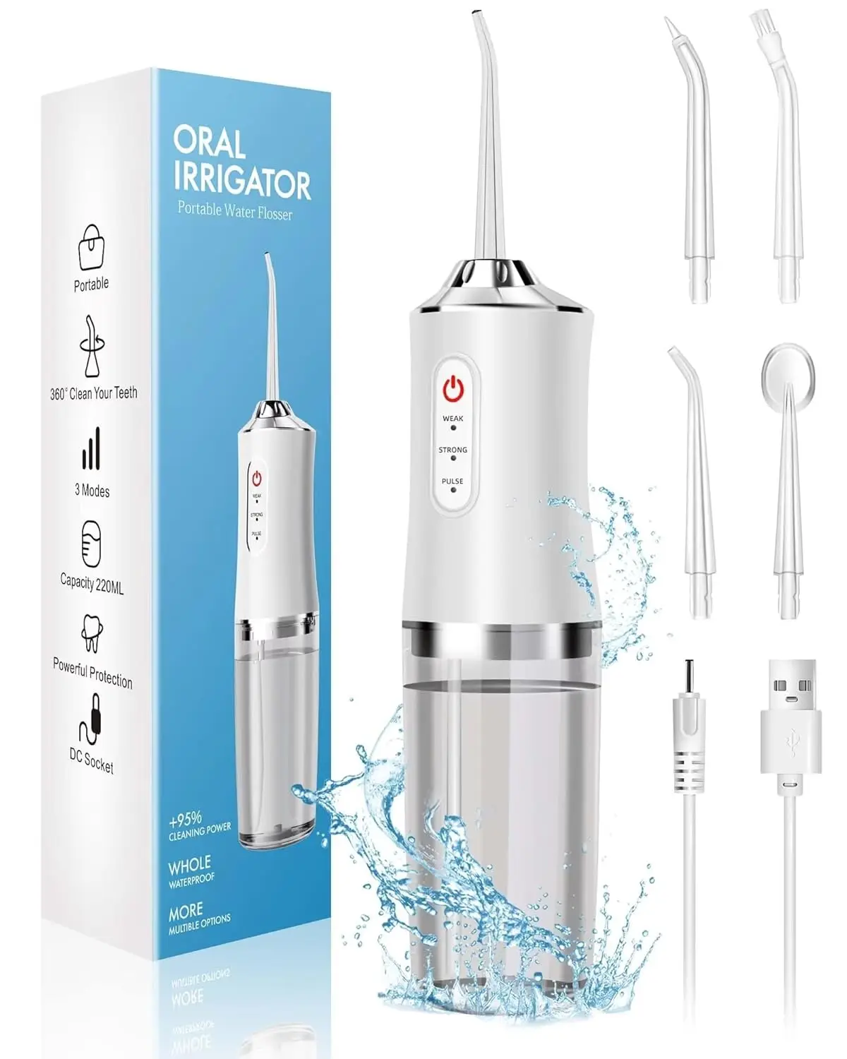 Water Flosser Cordless - Monddouche Draagbare waterflosser, USB oplaadbare waterstraal